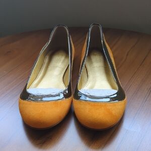 J. Crew Orange and Brown Flats Size 6 Made In Italy